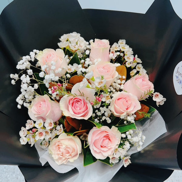 premium Red roses with baby's breath(For Valentine's Day)